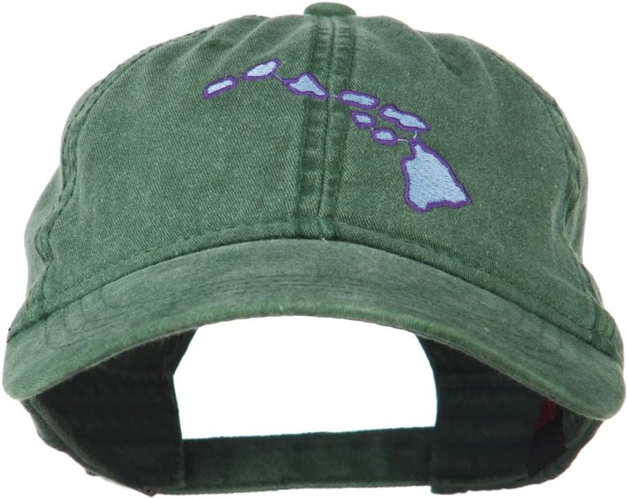e4Hats.com Hawaii State Map Embroidered Washed Cap