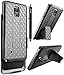 Note 4 Case, Note 4 Holster Case, E LV Galaxy Note 4 Holster Case Cover - Dual Layer Armor Defender Protective Case Cover with Belt Swivel Clip for Samsung Galaxy Note 4 with 1 Stylus, 1 Screen Protector and 1 Micofiber Cleaning Cloth - BLACK