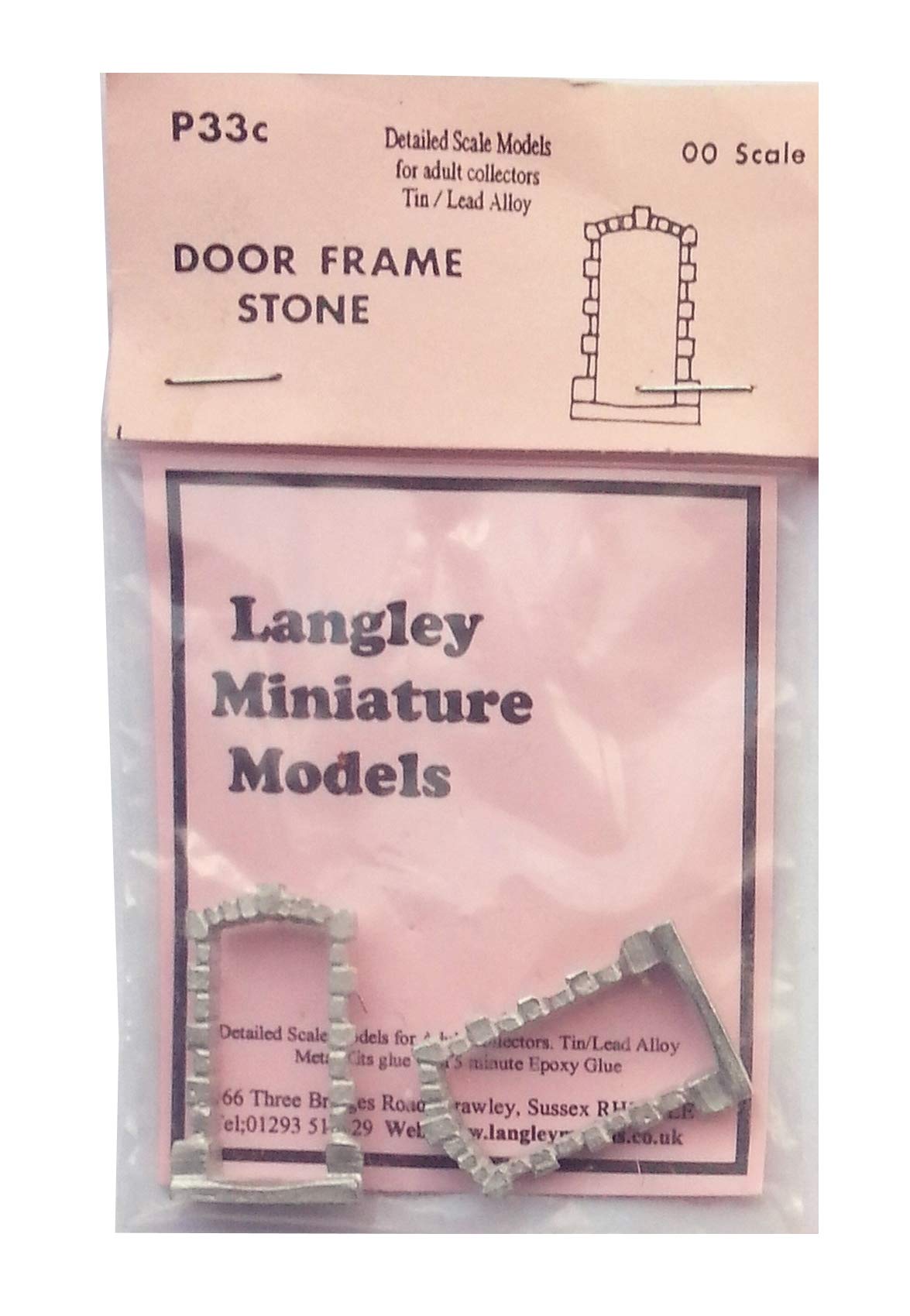 Langley Models 2 Door frames Stone OO Scale UNPAINTED Metal Building Part P33c