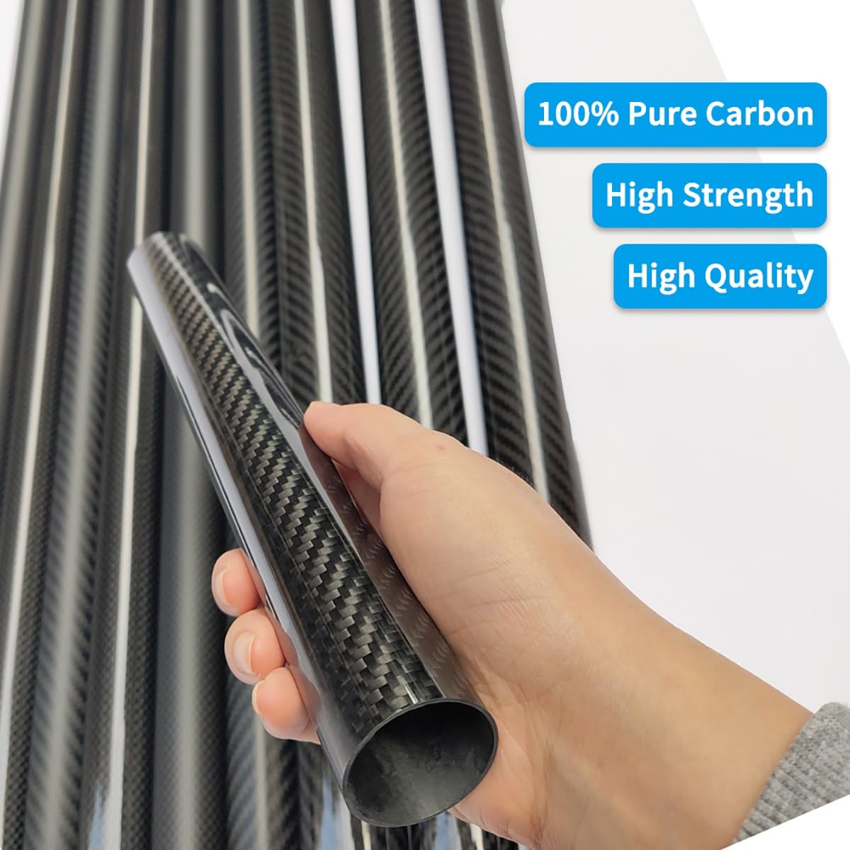 Tubes En Fibre De Carbone 500 Mm - Tissage Sergé 3K Surface Mate, Pour Drones, Modélisme, Dimensions 19x16 Mm (2 Pièces) - 12