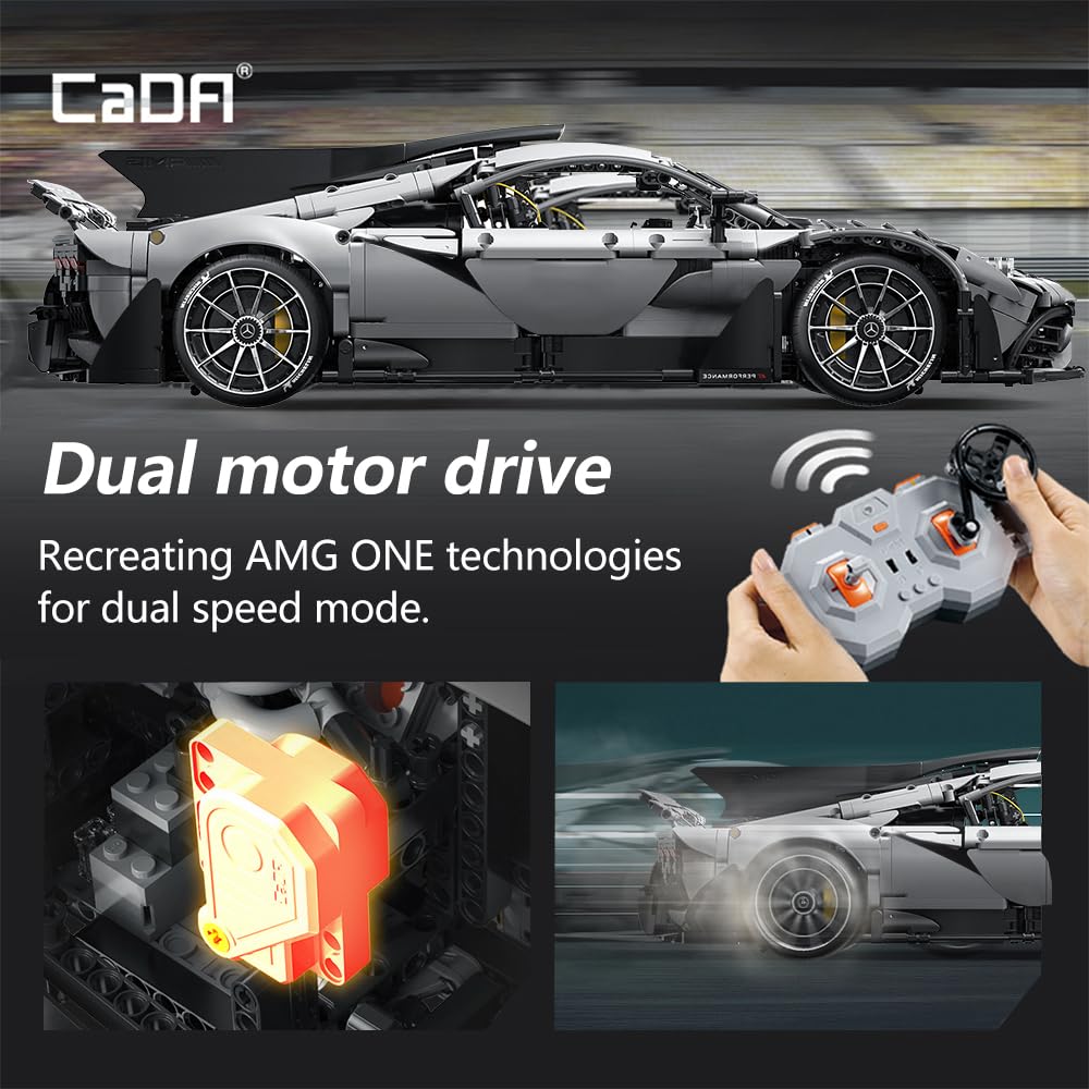 CaDA C61503W Mercedes-AMG ONE Builidng Block Set, 1:8 Mercedes AMG Speed Champion Brick Model with Ejection Start Gameplay, Super Car Collection Toy Sets for Adults (3295PCS)