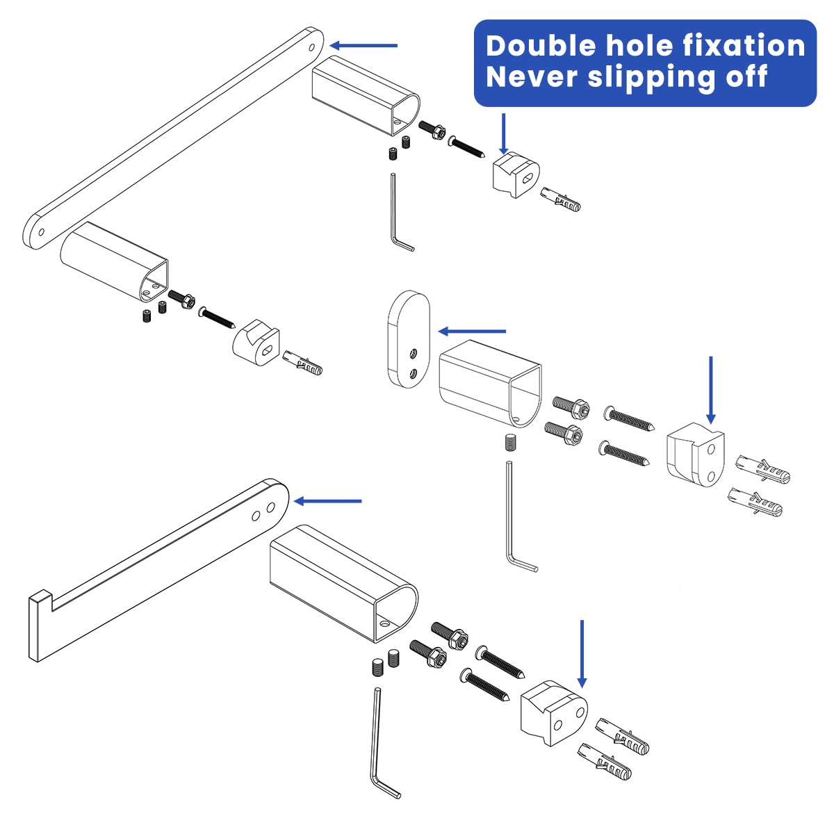 SW96026S-4MB - Juego de accesorios de baño de 3 piezas, soporte de pared negro mate, incluye soporte para papel higiénico, gancho para toallas de baño, toallero, SW96026S-4MB.