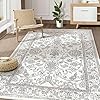 Area Rug Living Room Rugs - 5x7 Machine Washable Soft Farmhouse Boho Moroccan Floral Thin Rug Indoor Floor Carpet for Bedroom Under Dining Table Home Office Decor - Brown