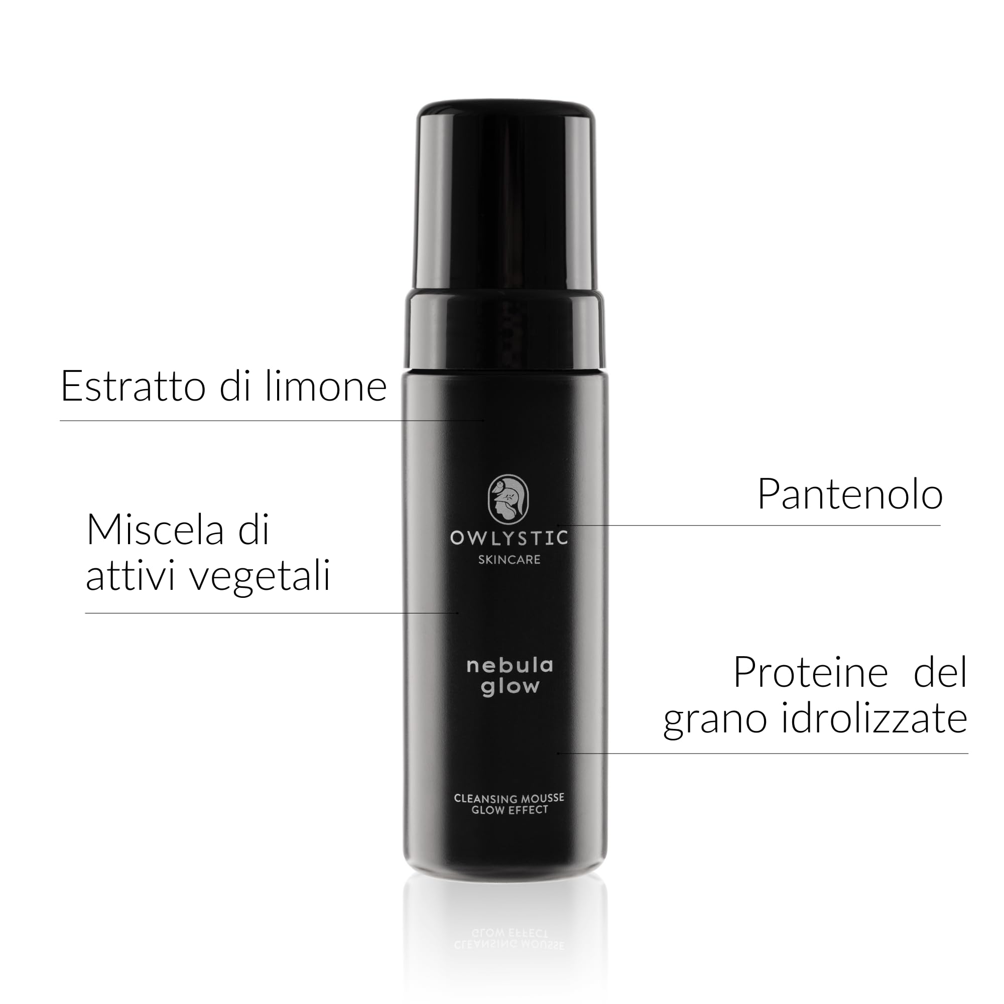 OWLYSTIC Mousse Detergente Viso Schiumogeno Delicato - BIO Vegan 100% MADE IN ITALY - Mousse Struccante Viso per Pulizia Profonda - Extra Idratante per Pelli Secche 150ml