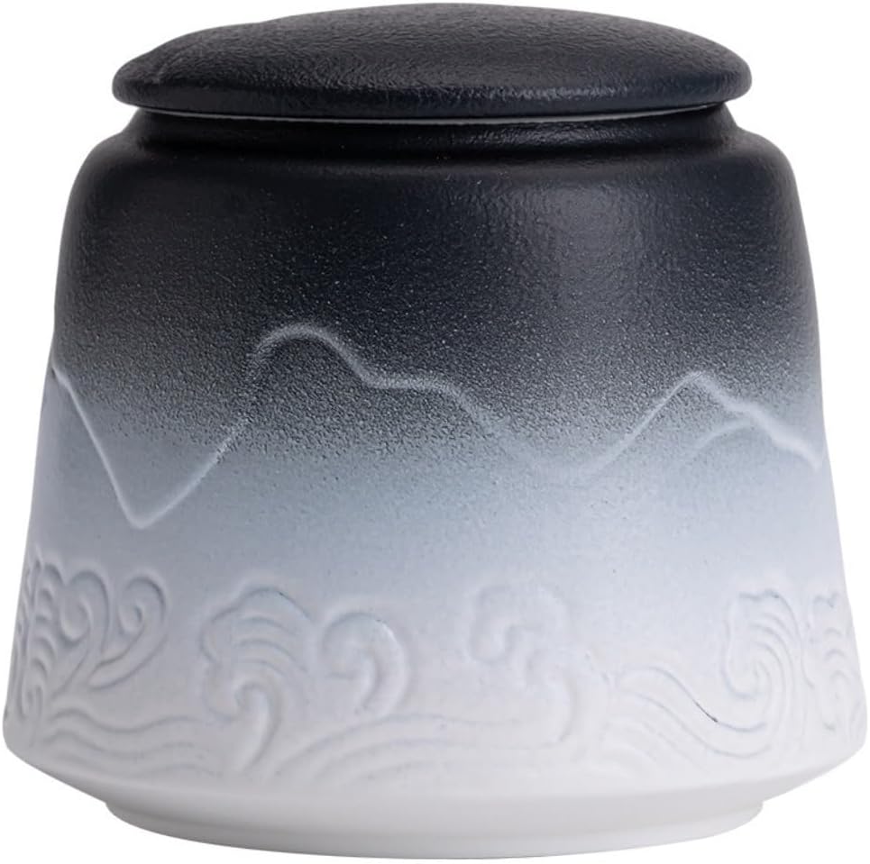 SONGCHAO Sugar Jar Ceramic Loose Tea Storage Jar Handmade Small Sealed Jar Chinese Tea Set Container Home Kitchen Food Storage Jar Tea Canister (Color : B)