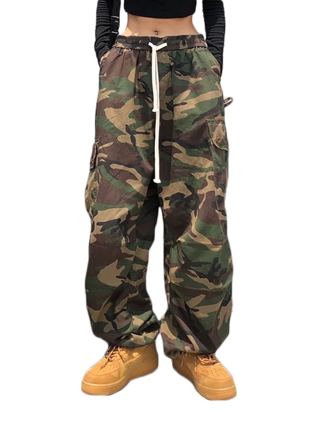 Astellarie Womens Y2K Black Low Rise Hip Hop Straight Leg Cargo Pants Streetwear Casual Boyfriend Trousers with Multi