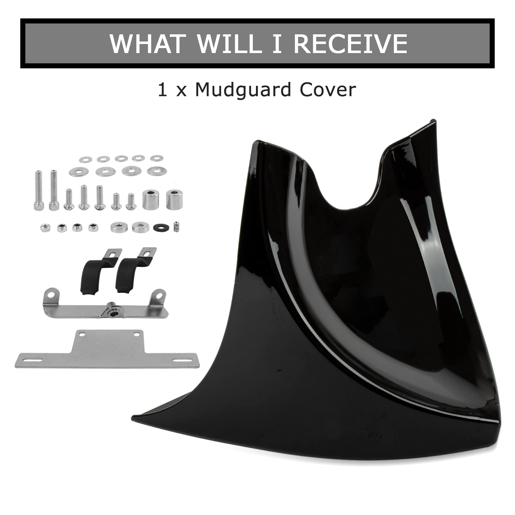 Garde-boue D'aile Avant Spoiler pour Harley Davidson Fatboy Softail Touring Glide Dyna 2004-2017, PSLER Bas Carénage Accessoires de Modification de Moto(Noir Brillant)
