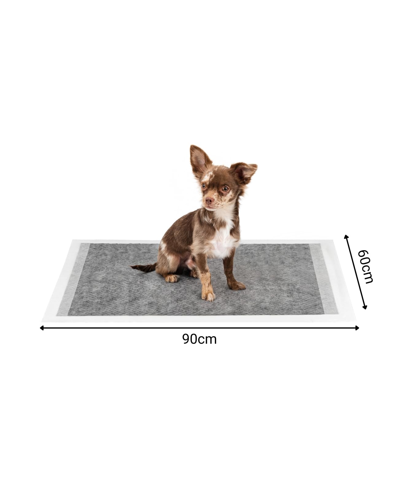 lionto Tappetini per cuccioli in fibra di carbonio, pads di allenamento a 6 strati con strisce adesive, 100 pezzi 60x90 cm, alta capacità di assorbimento per animali malati e incontinenti, nero/bianco