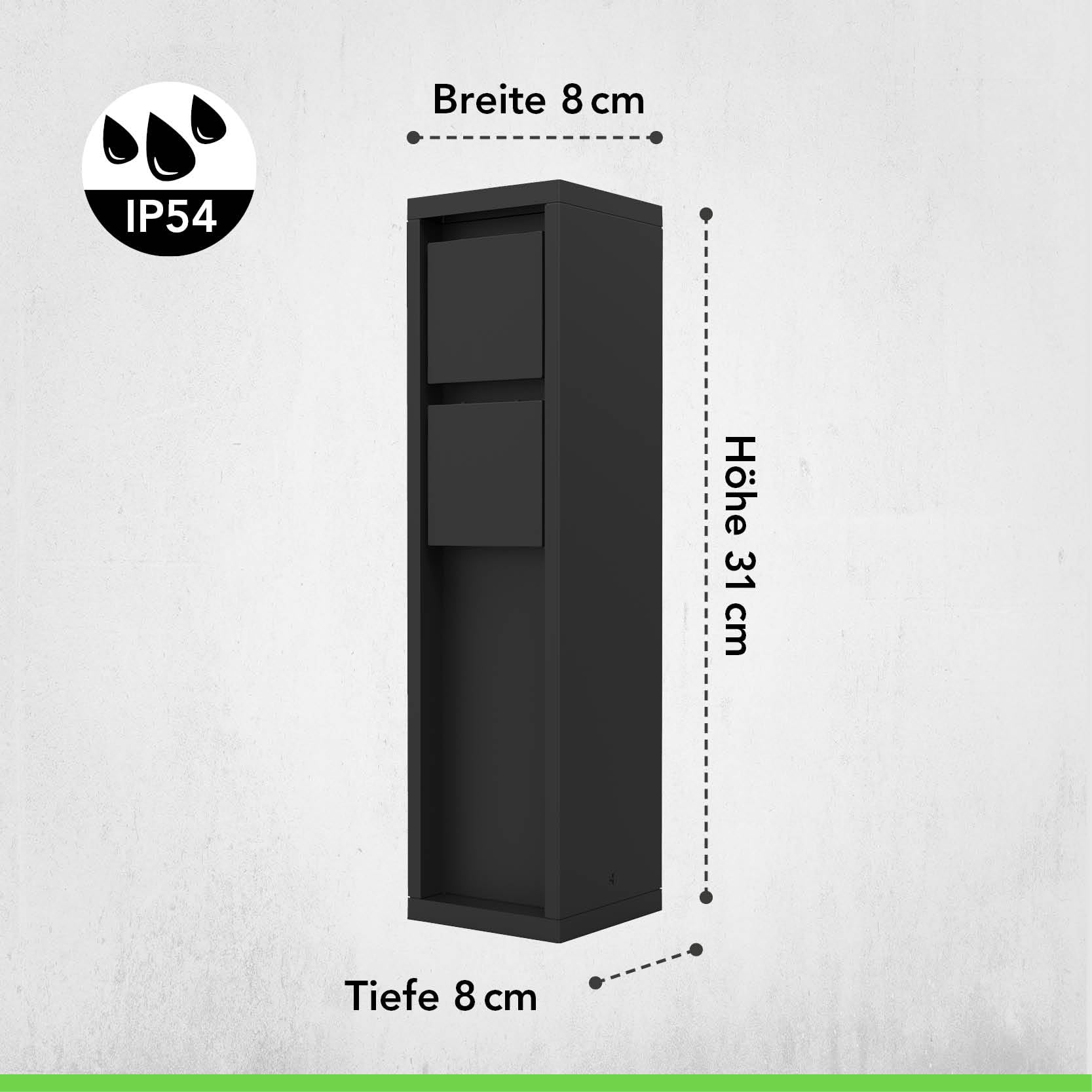 LUTEC Außensteckdose Mains 2-Fach Stromverteiler in Schwarz, IP54 wetterfest, 3500 Watt, eckig,‎8x8x31 cm, Steckdosensäule, Mehfachsteckdose, Steckdosenverteiler, Garten Steckdose Aussen