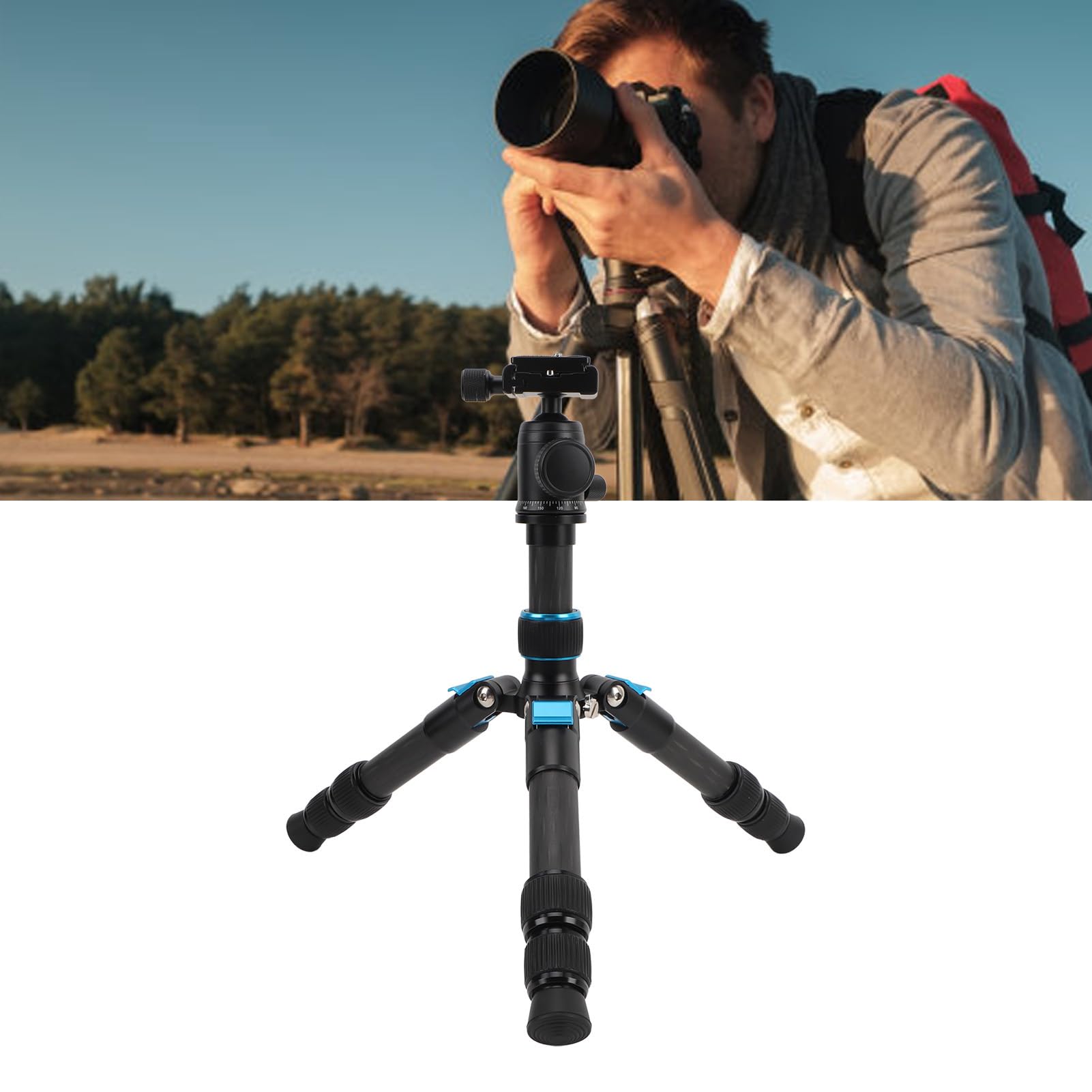 Statyw do aparatu stacjonarnego z wysuwaną głowicą kulową z włókna węglowego obrót o 360 stopni do fotografii mini lustrzanką cyfrową