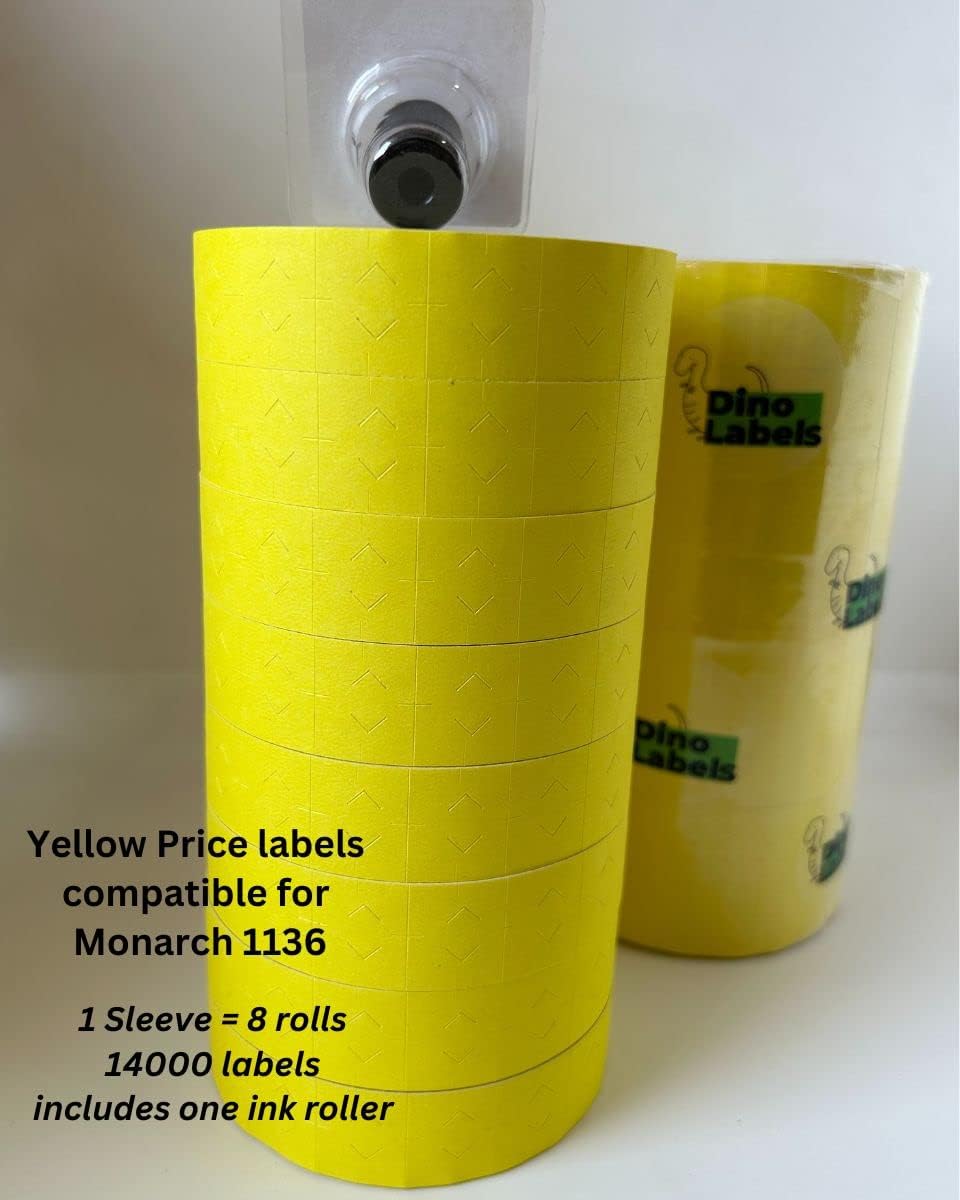 1136 Pricemarking Labels Compatible for Monarch 1136 Labellers, 8 Rolls = 14000 Labels (White)