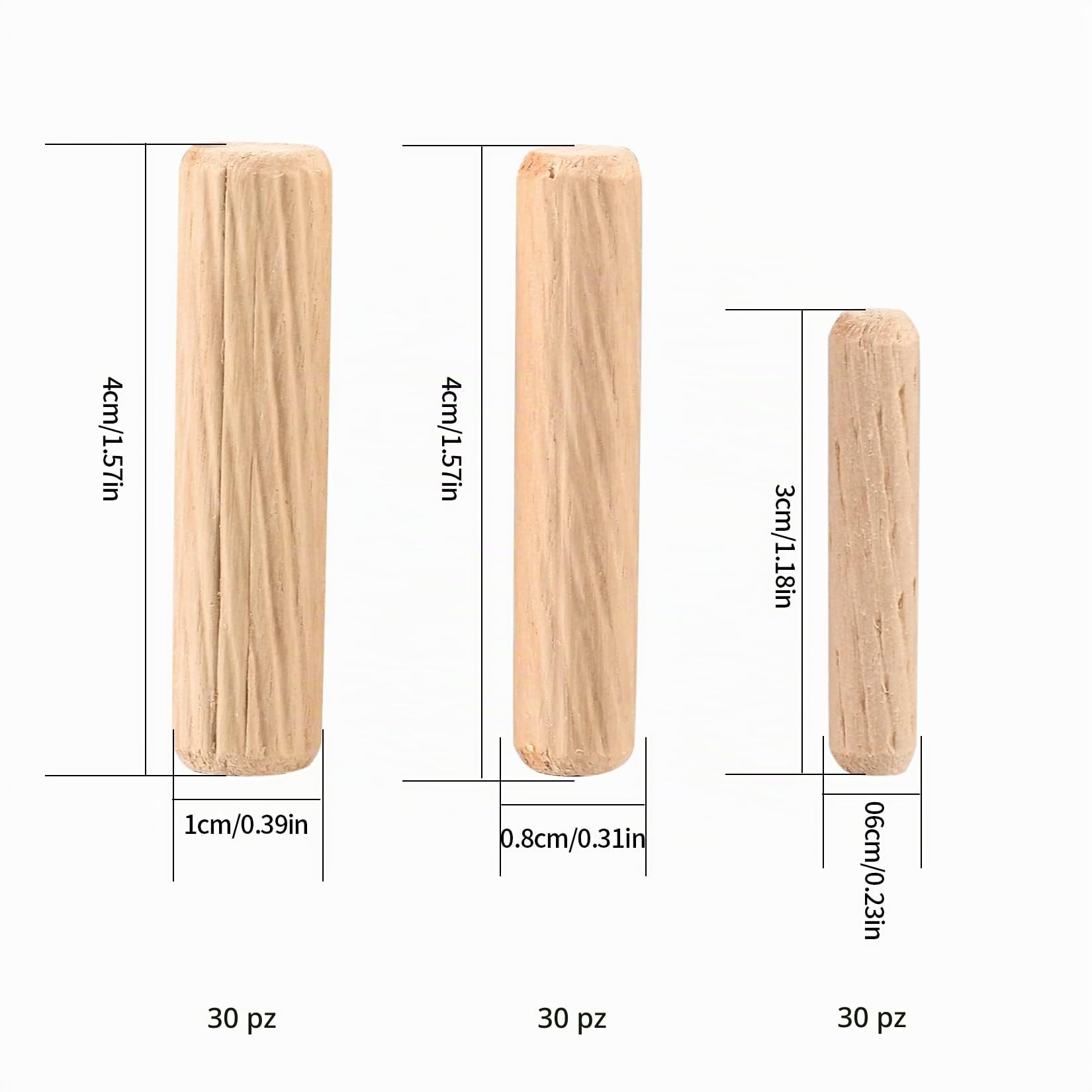 Assortimento Tasselli in Legno M6 M8 M10 Conici Scanalati per Fresatrice
