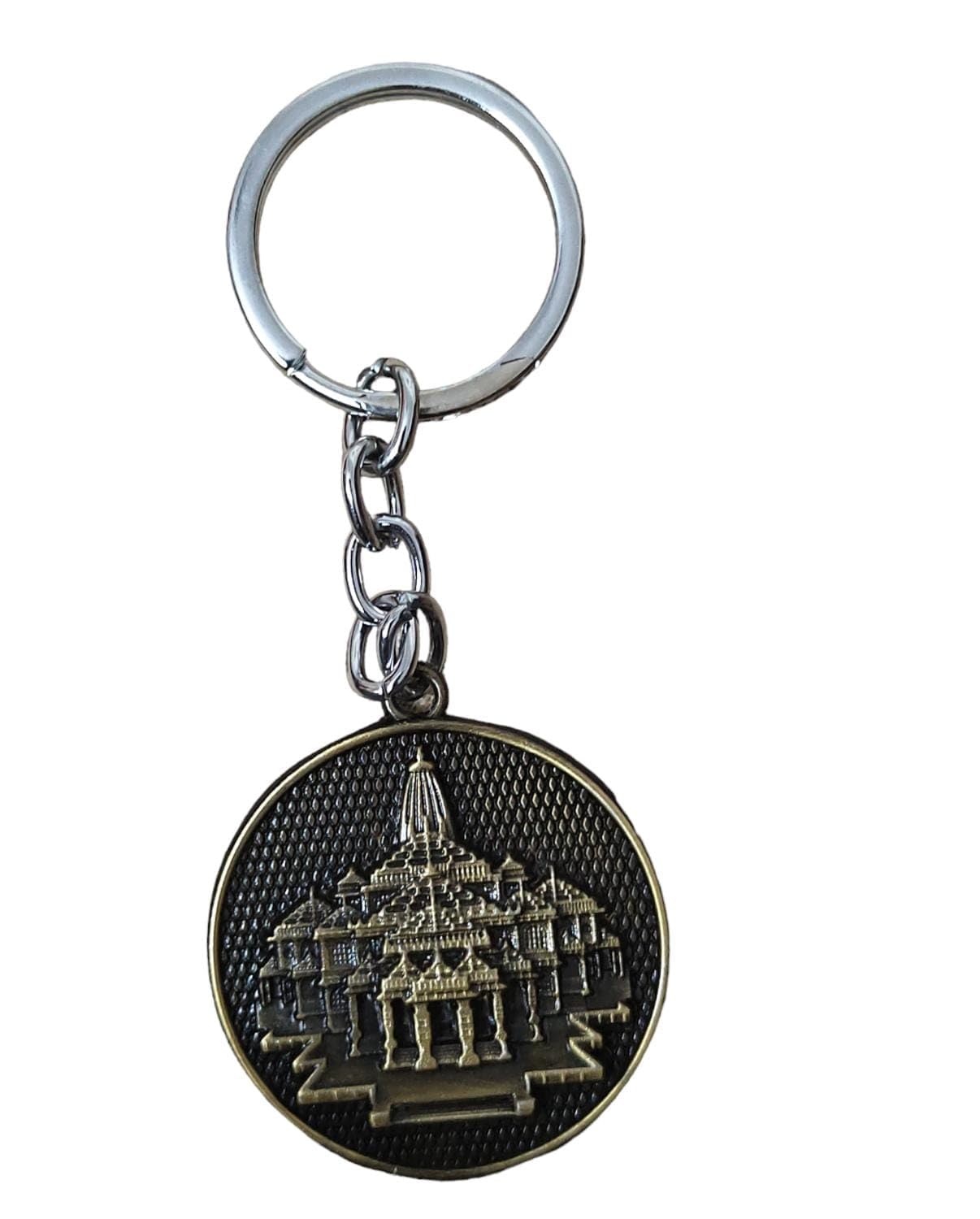 MFH Jai Shree Ram Janmabhoomi Mandir Ayodhya Double Sided Gift Metal Keychain For Bike Car Rose Gold and Golden Color Random Color Will Come.-image-10