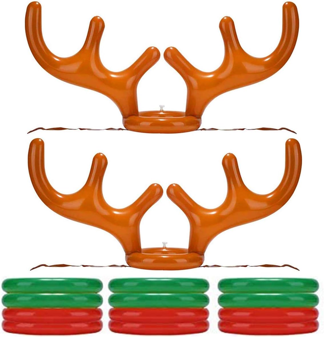 2Pack Inflatable Reindeer Antler Hat with Rings; Inflatable Reindeer