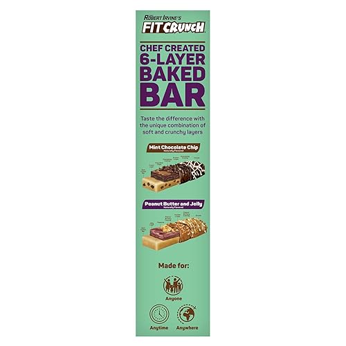 Miniatura 3 de FITCRUNCH Barras de proteínas, paquete variado de tamaño de aperitivo, sin gluten (18 barras, chispas de chocolate con menta y gelatina de