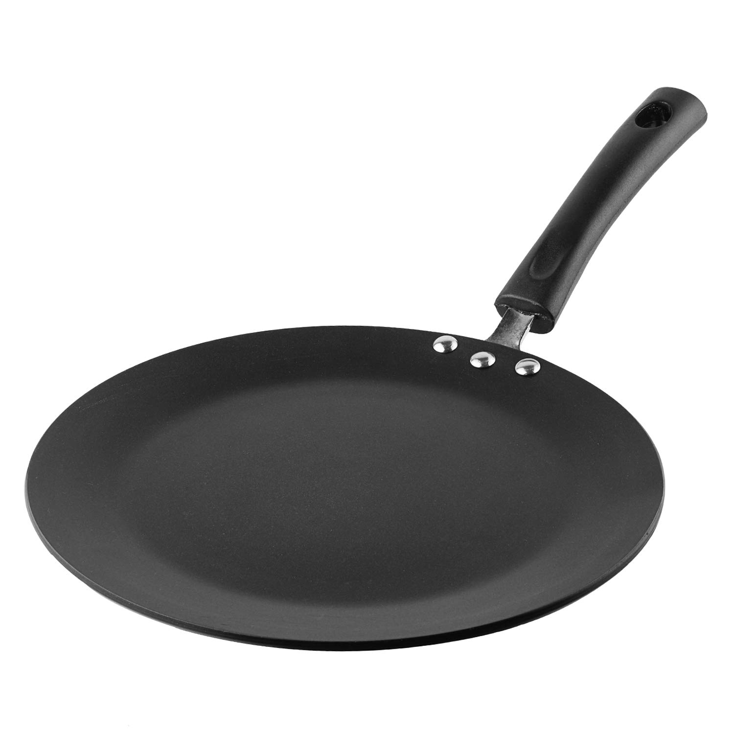 VinodHanos Non-Stick Concave Tawa 26.5 cm Diameter, Hard Anodised Non-Stick Coating with Riveted Handle - 5.25 mm Thickness, Black (Induction and Gas Stove Friendly)