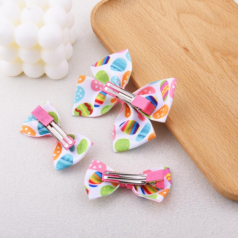 Pinzas para el cabello con moño rosa para Pascua, accesorios lindos para niñas y mujeres, juego de 3 piezas miniatura 7