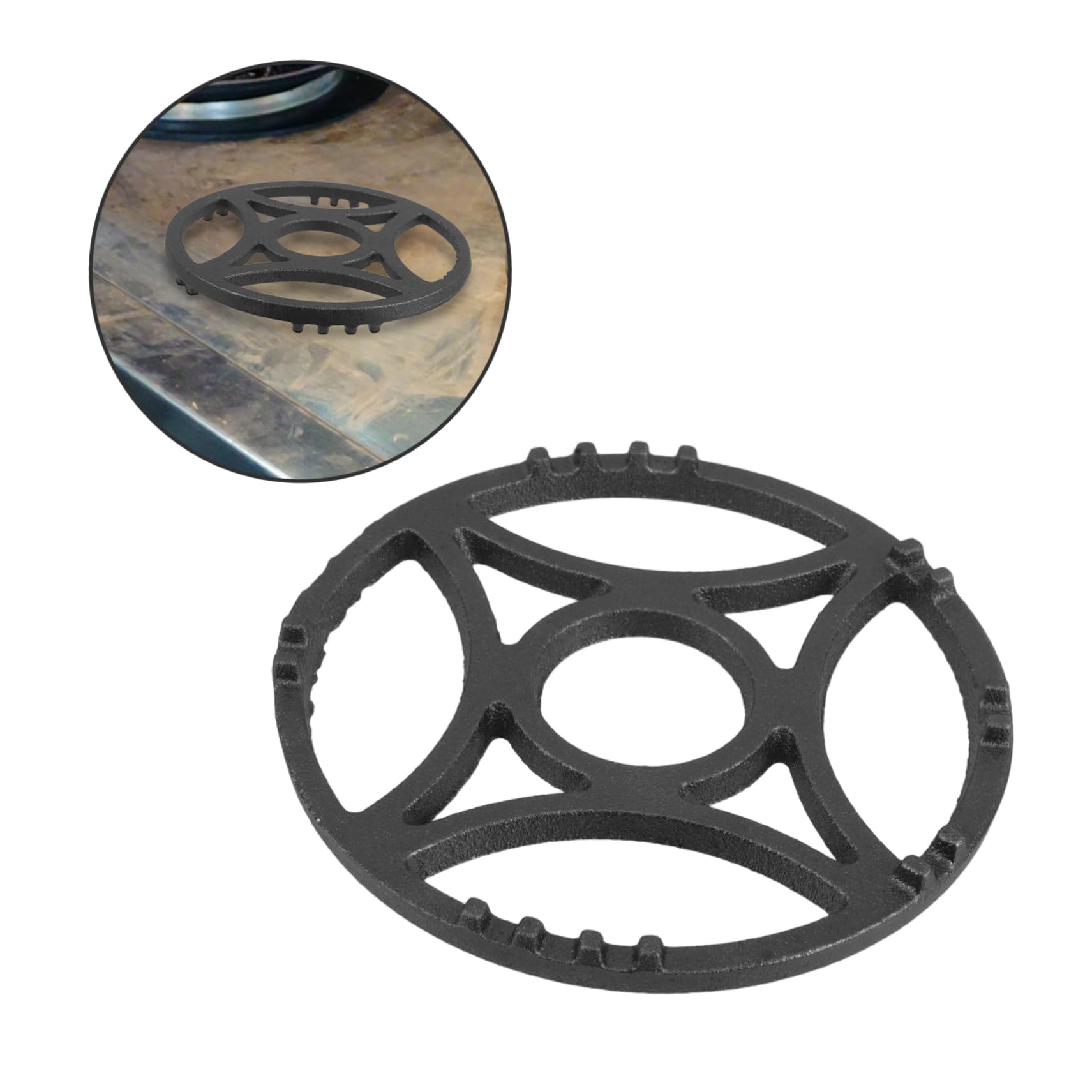 Soporte para Wok Antideslizante de Hierro Negro, 17, 5 Cm | Ajuste, Apoyo Firme y Diseño Compacto, para Cocina Espresso Makers y Butter Warmers