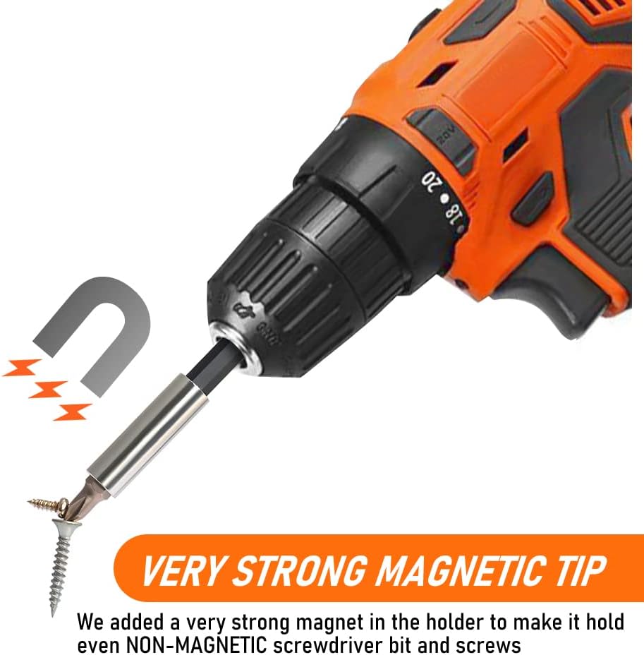 TEKPREM 1/4" Strong Magnetic Extension Bit Holder, 5 Pack Hex Shank Screwdriver Bit Driver Set with Portable Case for Holding Screwdriver Bits and Screws