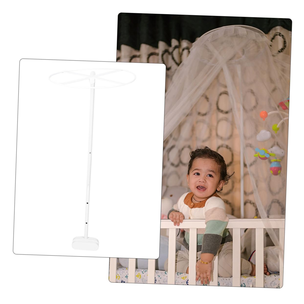 2 Set Baldacchino per Culla Regolabili per Rete Zanzariera Design Facile da Installare Compatibile con Vari Culle e Rimovibile per Pulizia Semplice