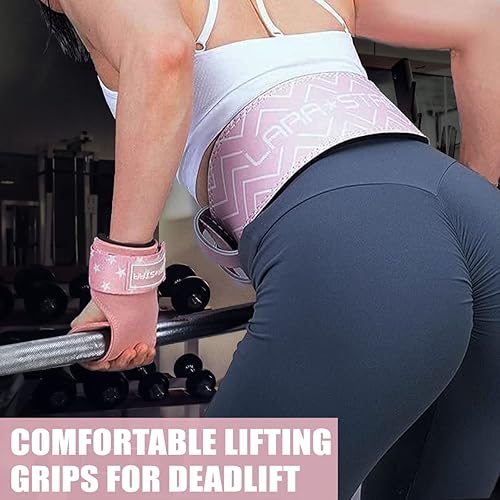 Miniatura 4 de LARA STAR Correas de muñeca de levantamiento de pesas para un máximo agarre de apoyo, correa de elevación para levantamiento de pesas, agarre de