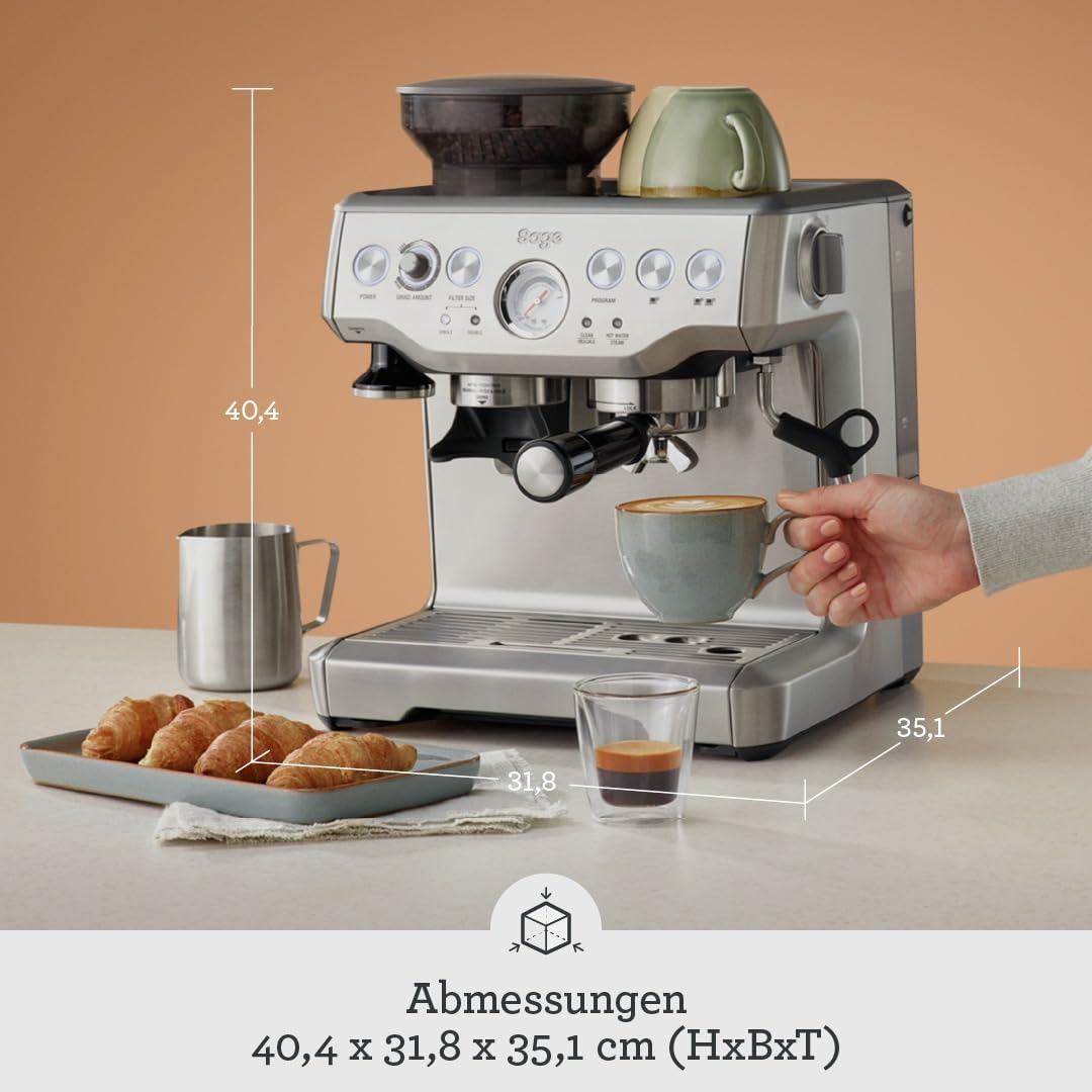Sage The Barista Express Kaffeemaschine mit Mahlwerk, gebürsteter Edelstahl