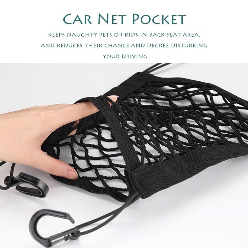 Samip Car Mesh Organizer Seat Back Net Bag Barrier of Backseat Kids Children Pet Dog Purse Holder Car Storage Netting Pouch 2