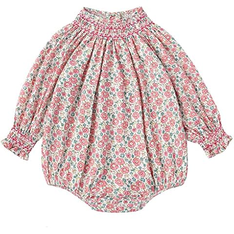 Curipeer Infant Baby Girls Floral Romper Casual Long Sleeve Jumpsuit for Summer, Az-floral Pink, 12 Months Cover