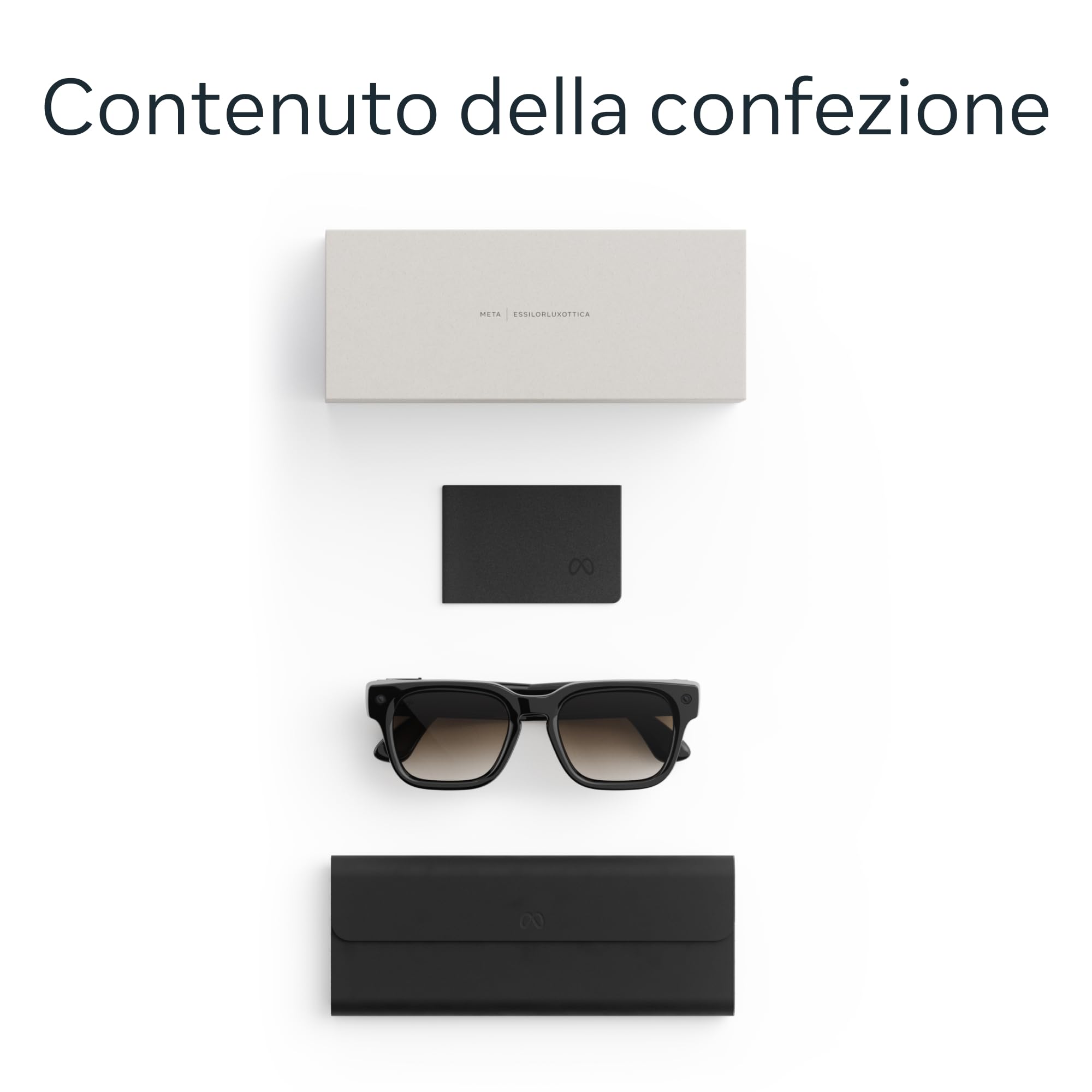 Meta Fury Nero classico | AI glasses unisex, Fotocamera da 12 MP, Traduzione in tempo reale — Risoluzione 3K HD — Oltre 8 ore di autonomia — Lenti marrone sfumato