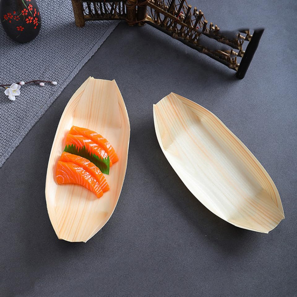Botes desechables de madera para sushi, 50 piezas miniatura 4