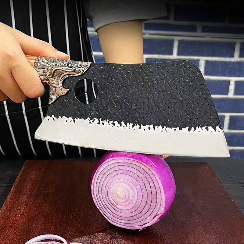 Meat Cleaver,Cleaver Knife Kitchen Knife High Carbon Steel Household Slicing Knife Chef Knife Professional Meat Cleaver Sharp Butcher Knife Chopping Knife, LAMAJIGA5844