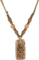 STWTR Handmade Bohemian Ceramic Beaded Necklace - Retro Ethnic Tribe Pendant Boho Jewelry for Women Men Gift