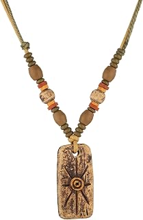STWTR Handmade Bohemian Ceramic Beaded Necklace - Retro Ethnic Tribe Pendant Boho Jewelry for Women Men Gift