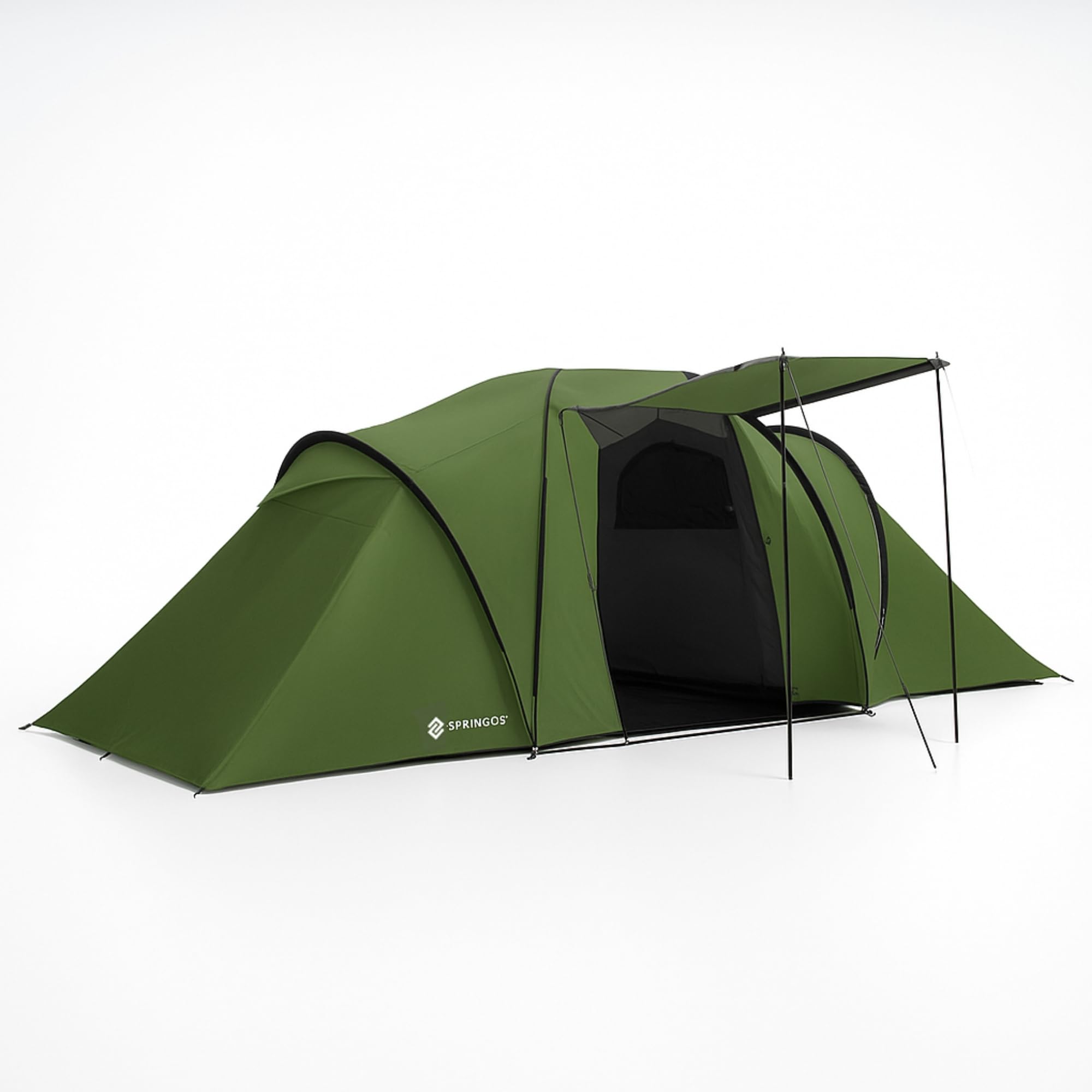 SPRINGOS Campingzelt Kuppelzelt bis 4 Personen mit Vorraum und 2 Schlafkabinen Haken für Zeltlampe Abspannleinen Tragetasche