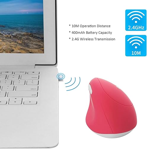 Miniatura 6 de Ratón inalámbrico ergonómico, mouse inalámbrico recargable vertical, 400 mAh, 1600 DPI, ratón óptico inalámbrico portátil para PC, computadora