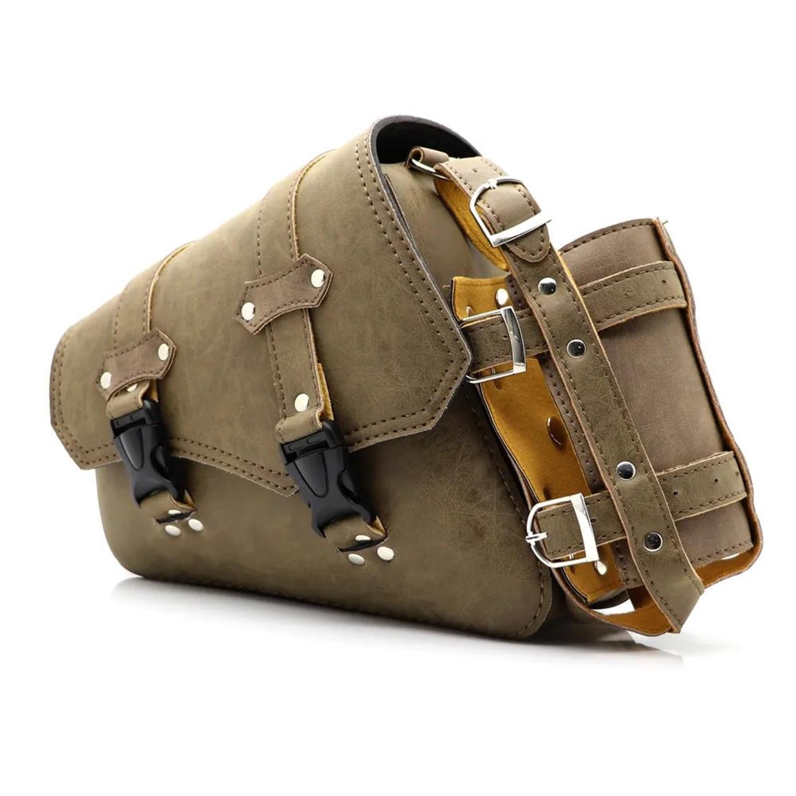 Borse Laterali Moto In Pelle PU - Set Universale Vintage Per Bagagli | Marrone, Resistente All'Acqua - Foto 7