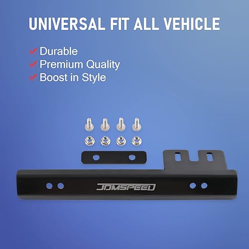 Miniatura 4 de JDMSPEED soporte de montaje delantero universal para placa con barra de soporte, Negro