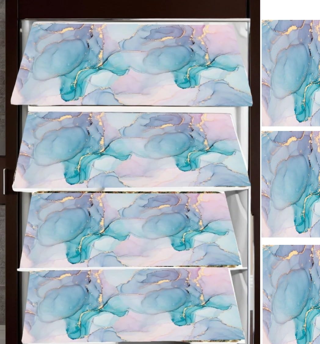 REVEXO Pack of 4 Multipurpose Refrigerator Drawer Mat | Multi Design & Water Proof PVC Material | Size-42 cm x 30 cm,(Multi Colour),Polyvinyl Chloride -REV -250-image-9