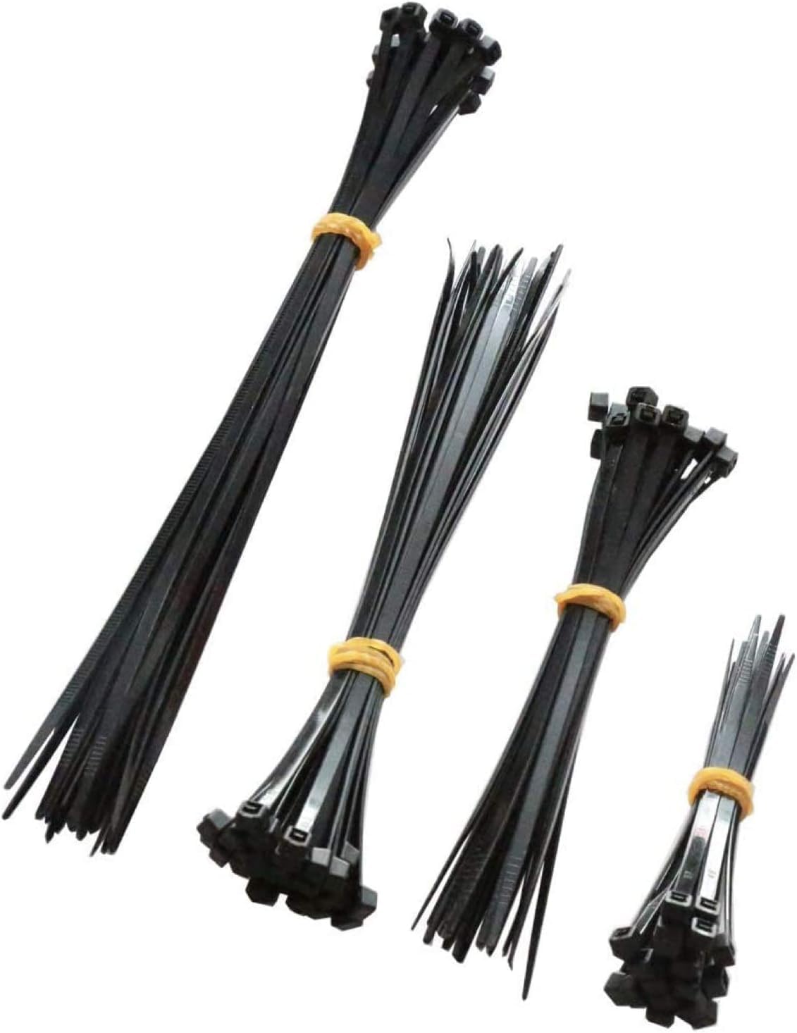 Al FAKHAMABlack Cable Ties,[Pack of 100], 3.6mm Nylon Zip Ties with 18kg (40lbs) Tensile Strength,Secure Self-Locking Mechanism,Ideal for Home, Garden, Office, and DIY-Assorted Sizes.