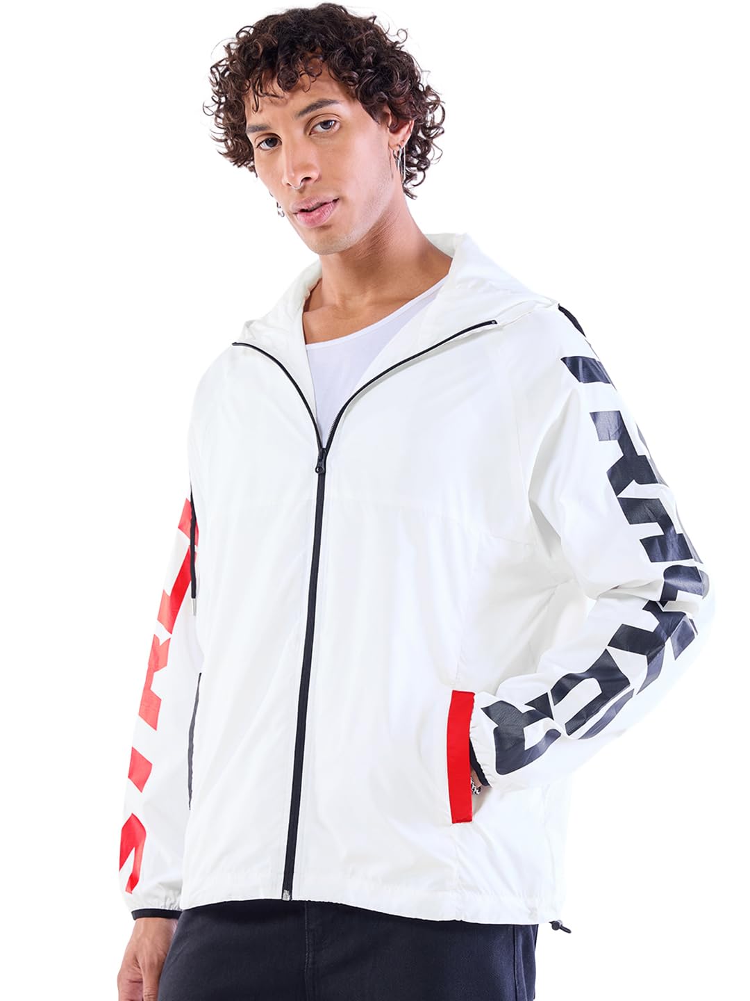 bewakoof Air 1.0 Men's Typography Oversized Fit Full Sleeve Hooded Neck Nylon Windcheater Jacket-picture-17