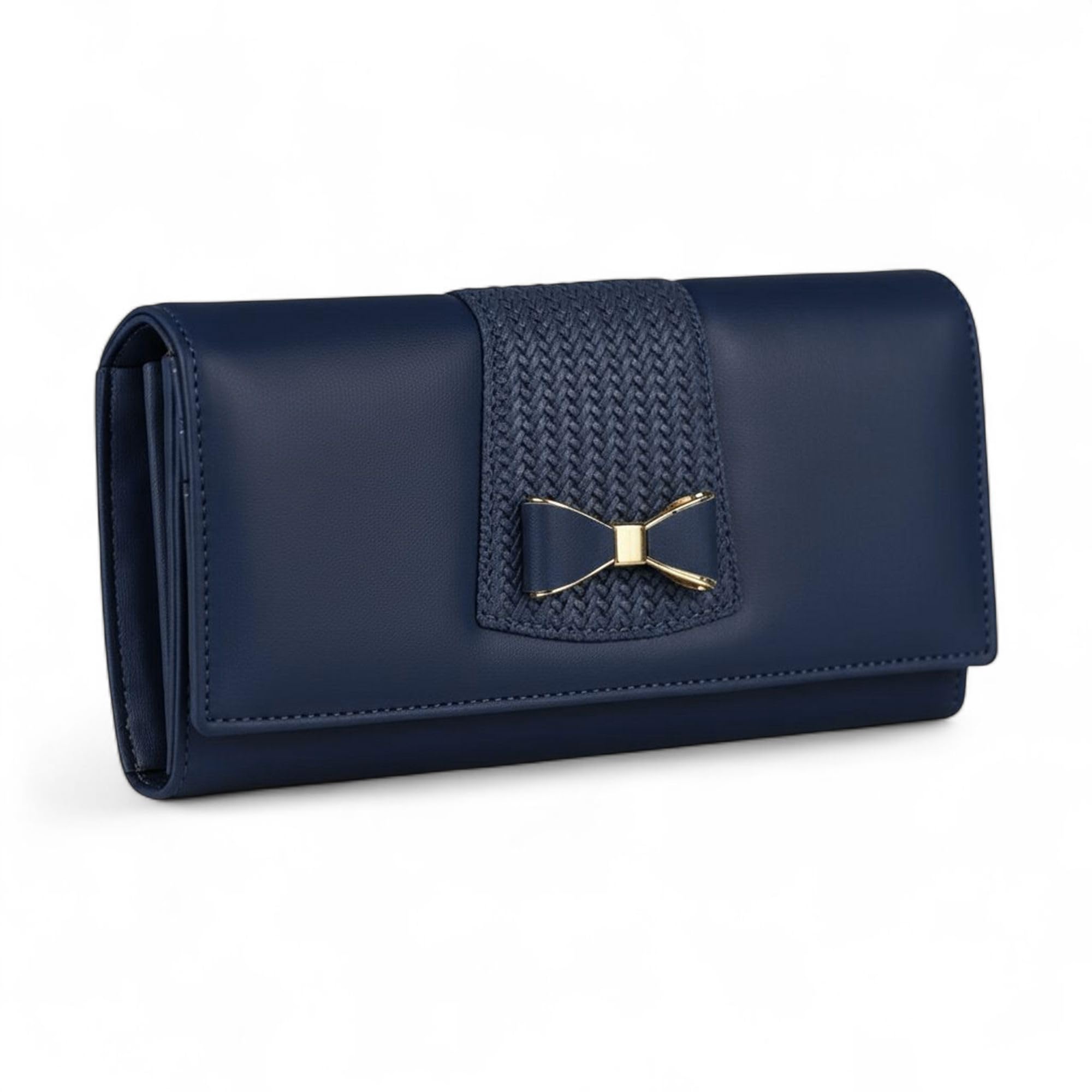 ALSU Women’s Vegan Leather Wallet | Premium Clutch Purse with 6 Card Slots, 3 Compartments & 2 Zipper Pockets | Magnetic Closure, Stylish Design | Elegant Ladies Purse for Daily Use (Blue)