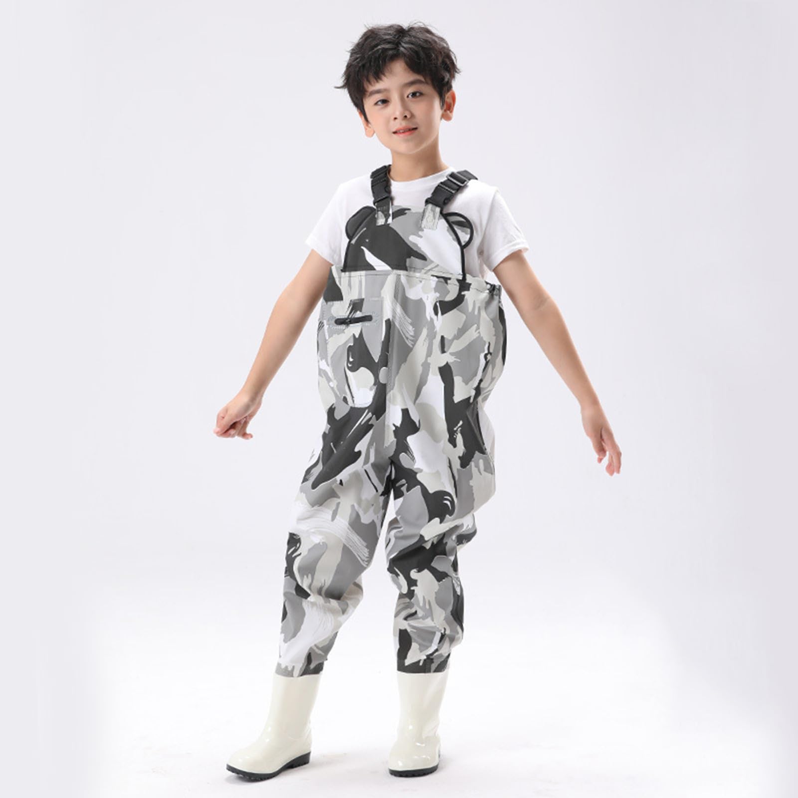 Generisch Pantalon de pluie pour enfants - Waders de pêche pour tout-petits - Imperméable - Avec bottes