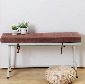 Non-Slip Bench Cushion with Ties,Rectangle 2 3 Seater Indoor/Outdoor Bench Seat Cushion,High Density Foam Garden Patio Swing Cushion Loveseat Chair Seat Pad Coffee,12x20x2inch