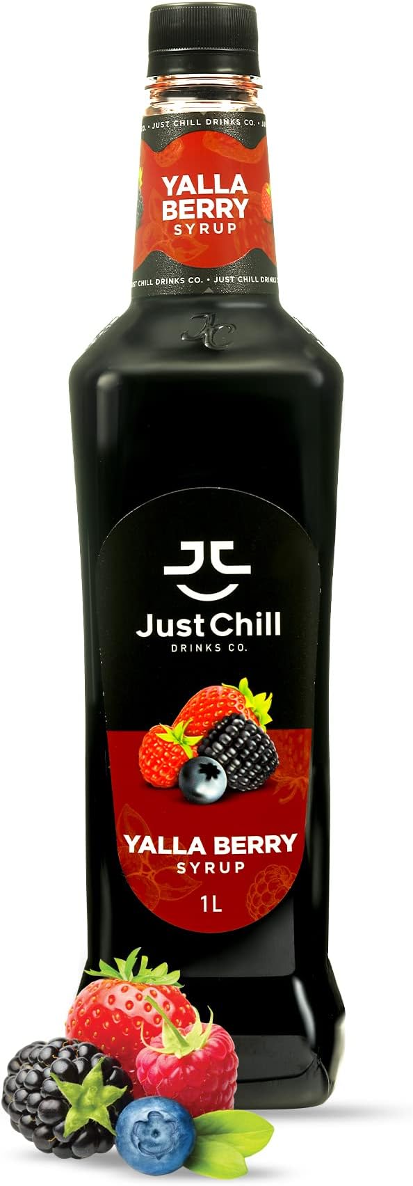 Just Chill Drinks Co.- Yalla Berry Fruit Syrup, 1L (Non-GMO, Vegan, Gluten Free, Halal) - Prepare refreshing & thirst Quenching mocktails