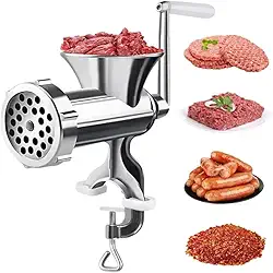 MAQUINA MOER CARNE MOEDOR FAZ LINGUICA FUNIL PROFISSIONAL HAMBURGUER KIT COMPLETO 3 ACESSORIOS ALUMINIO MANUAL EMBUTIDOS
