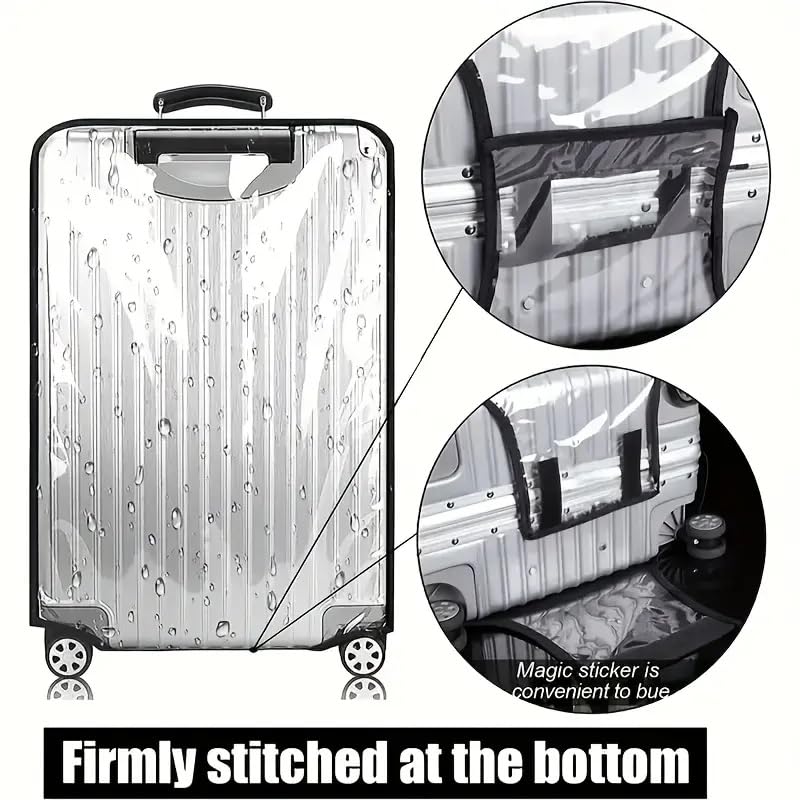 Image of TOTAL HOME Transparent Suitcase Cover 24 Inch (Medium) - Waterproof PVC Luggage Protector | Dustproof Trolley Bag Cover for Travel with Hook & Loop Closure (Clear, Fits 24 inch Check-in Bags)