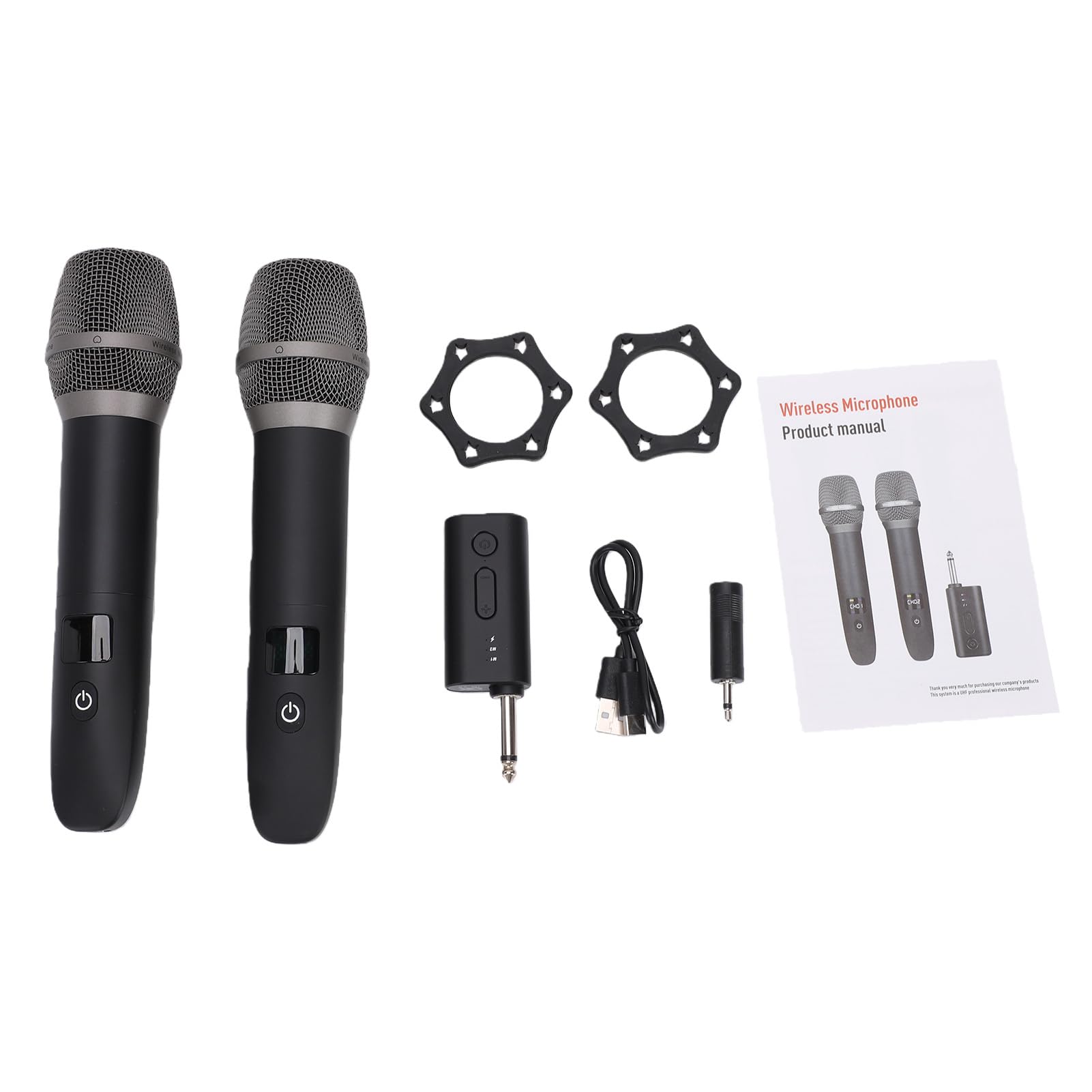 Fafeicy Doppio Microfono Wireless, Microfono Karaoke Digitale Senza Fili Ricaricabile a 2,4 GHz con Tecnologia di Blocco del Chip DSP, Ideale per Esibizioni Sul Palco e Feste in casa.