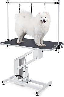 ActiveTrail 43" Hydraulic Dog Grooming Table for Large Dogs - 350 lbs Capacity, Adjustable Height Arm & Noose, Non-Slip PVC Top