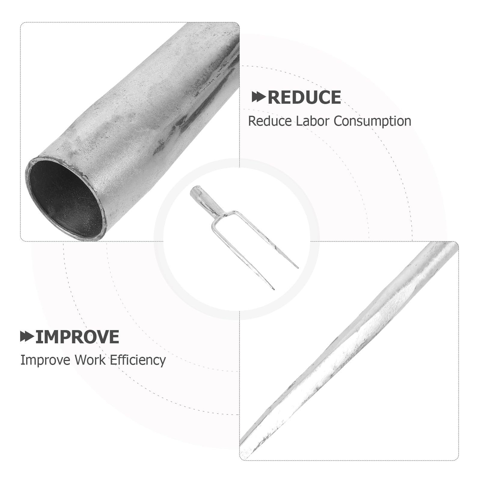Fourche Robuste Design Ergonomique en Acier à Deux Dents Tête en Acier Solide pour Ameublir Sol et Ratisser pour Jardinage Extérieur