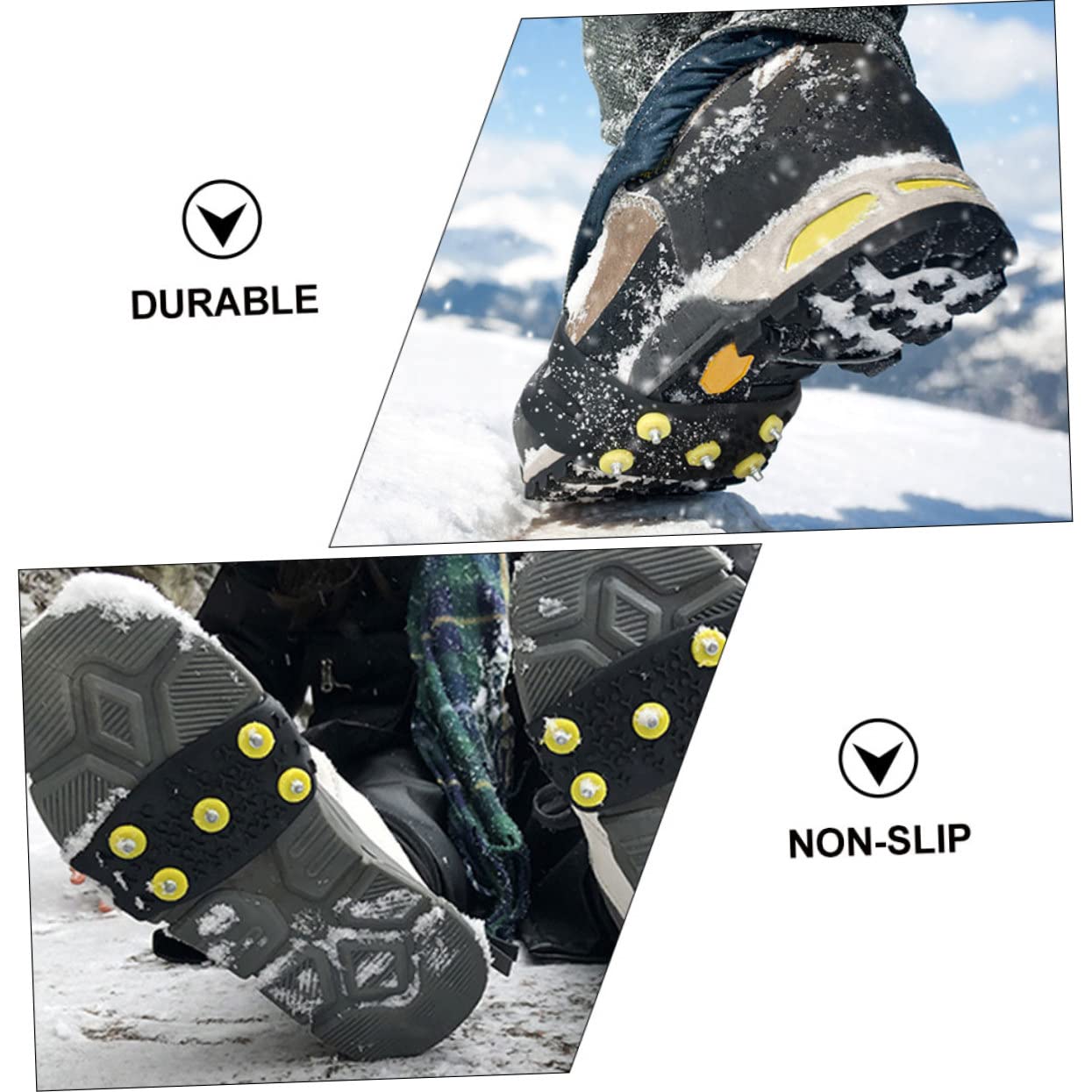 Healeved Rutschfeste Eisgriffe für Schuhe und Stiefel, 2 Paar, Tpe, Schwarz